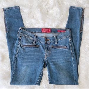 Lucky Brand Charlie Super Skinny Stretch Jeans Zipper Accent Medium Wash Sz 26/2
